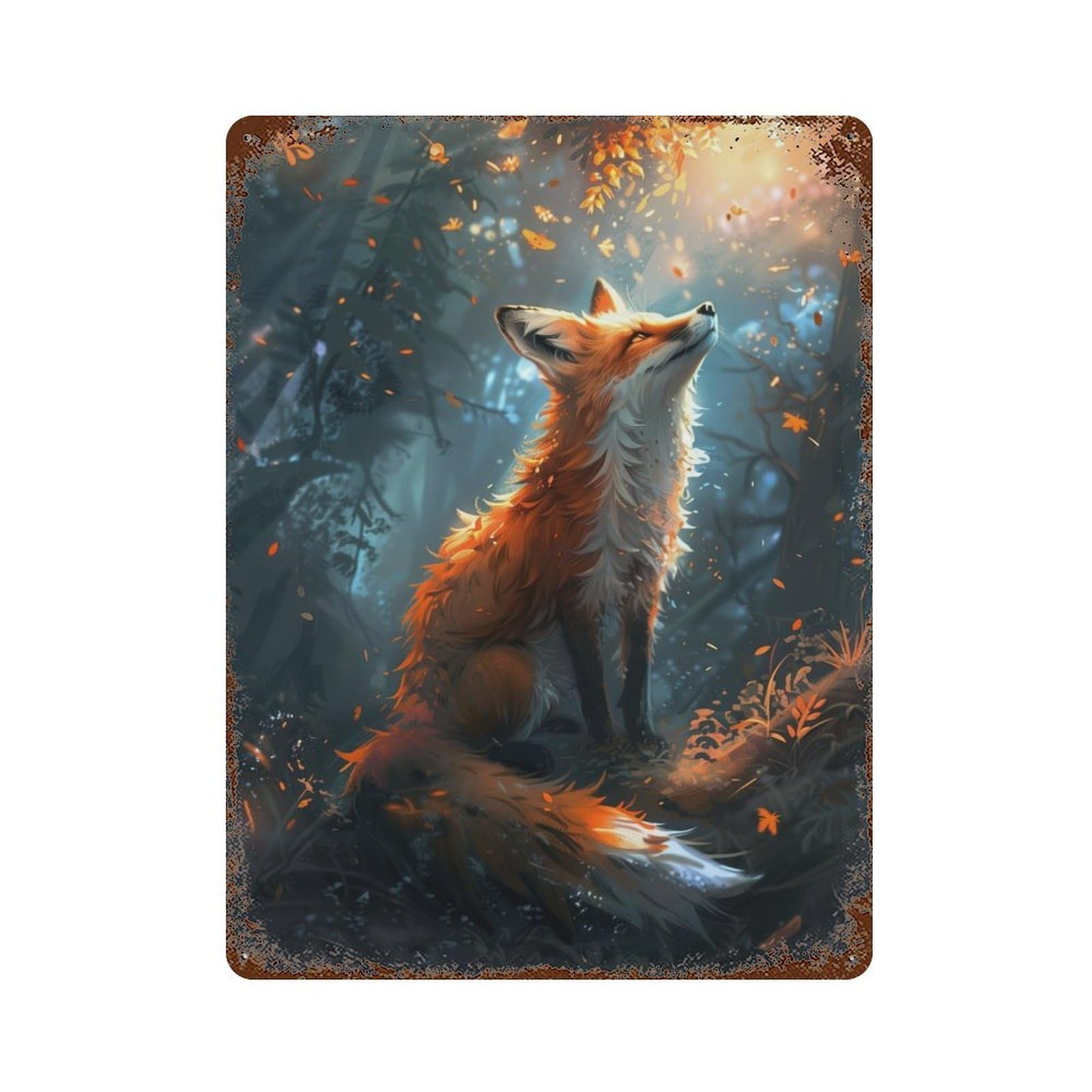 Fox Basing in Sunlight Retro Metal Sign 15.7"x11.8", Classic Wall Plaque for Garage, Pub Or Kitchen