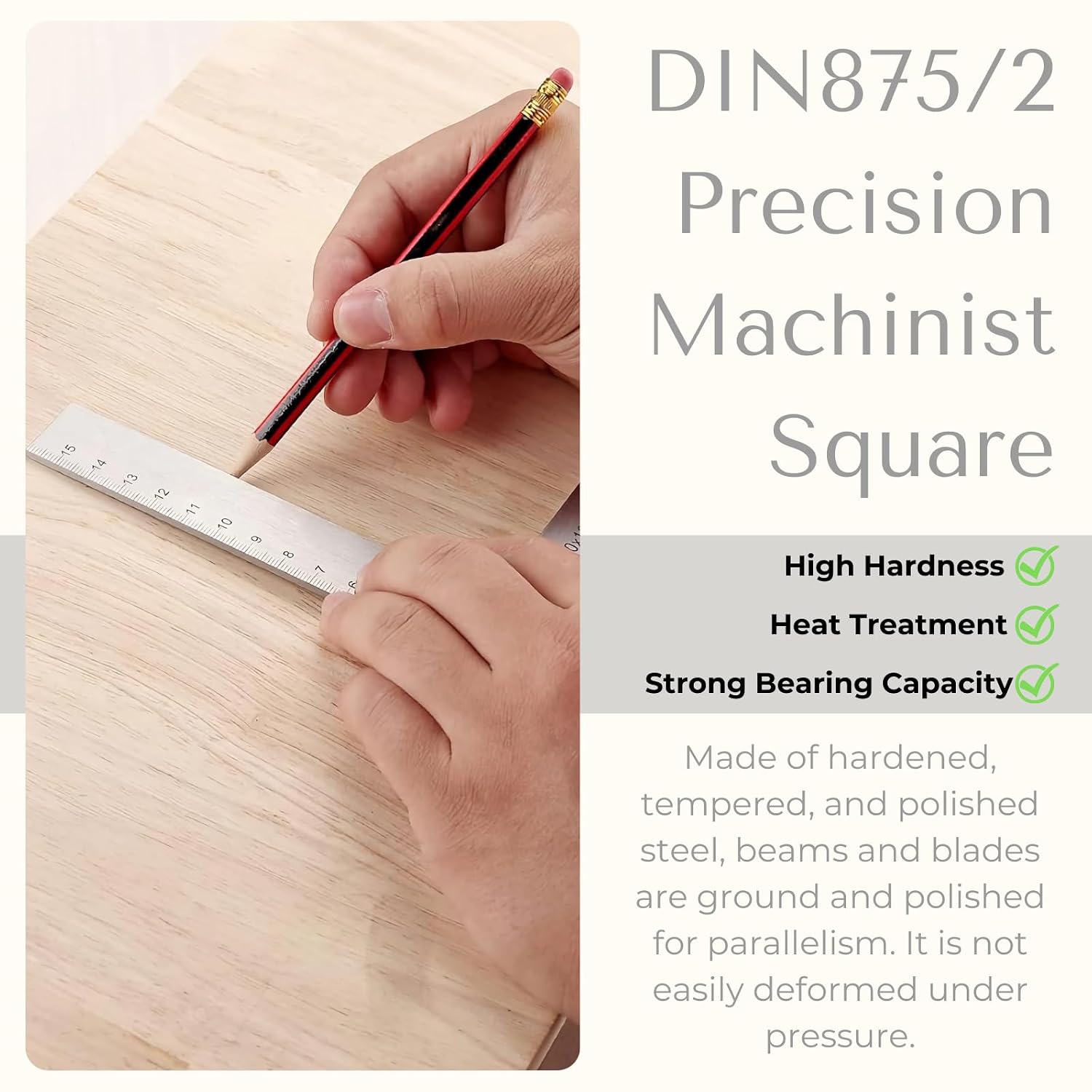 Machinist Square with Scale 2, 3, 4, 6 Inch, Atarvana 90 Degree Carpenter Square, Harden Carbon Steel Engineer Square Hard Steel Construction for Precision Layout and Measurement Woodworking