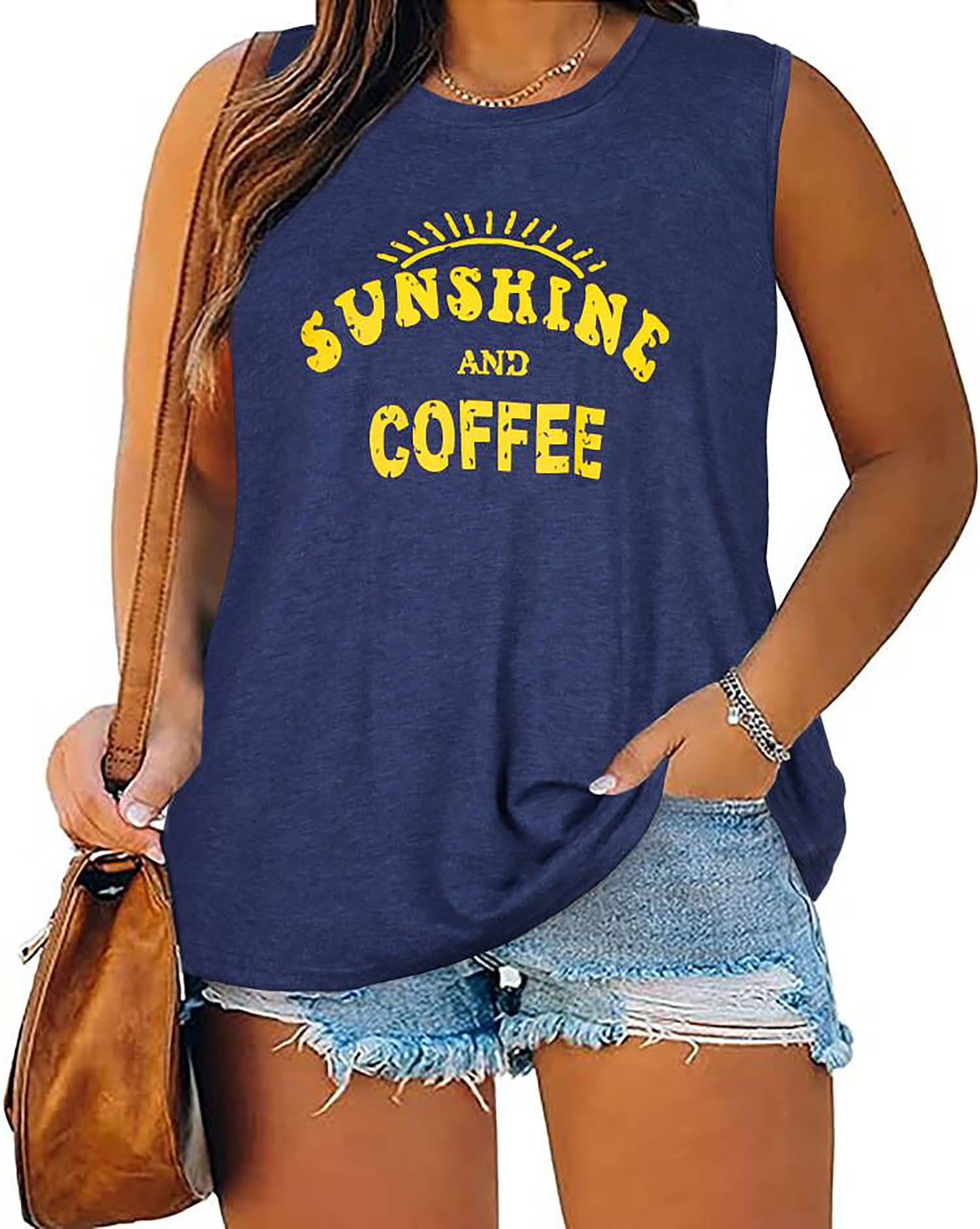 Plus Size Tops for Women Sleeveless Summer Tank Top Loose Fit Casual Tunics Shirts