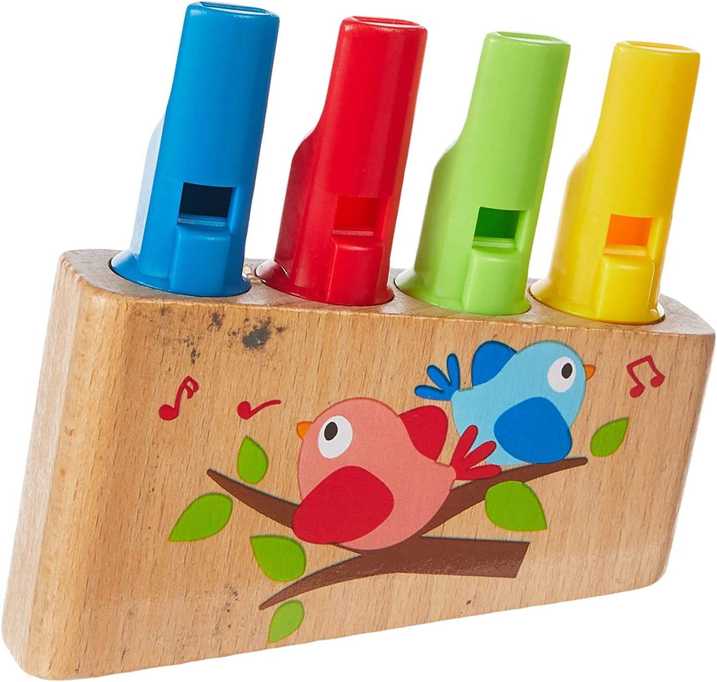 Hape Rainbow Pan Flute Toy| Birds Sound Flute For Kids| Wooden Pumping Flute for Toddlers| Four Sounds in One Flute| Multicolor Toy| Ages 3 years and Up