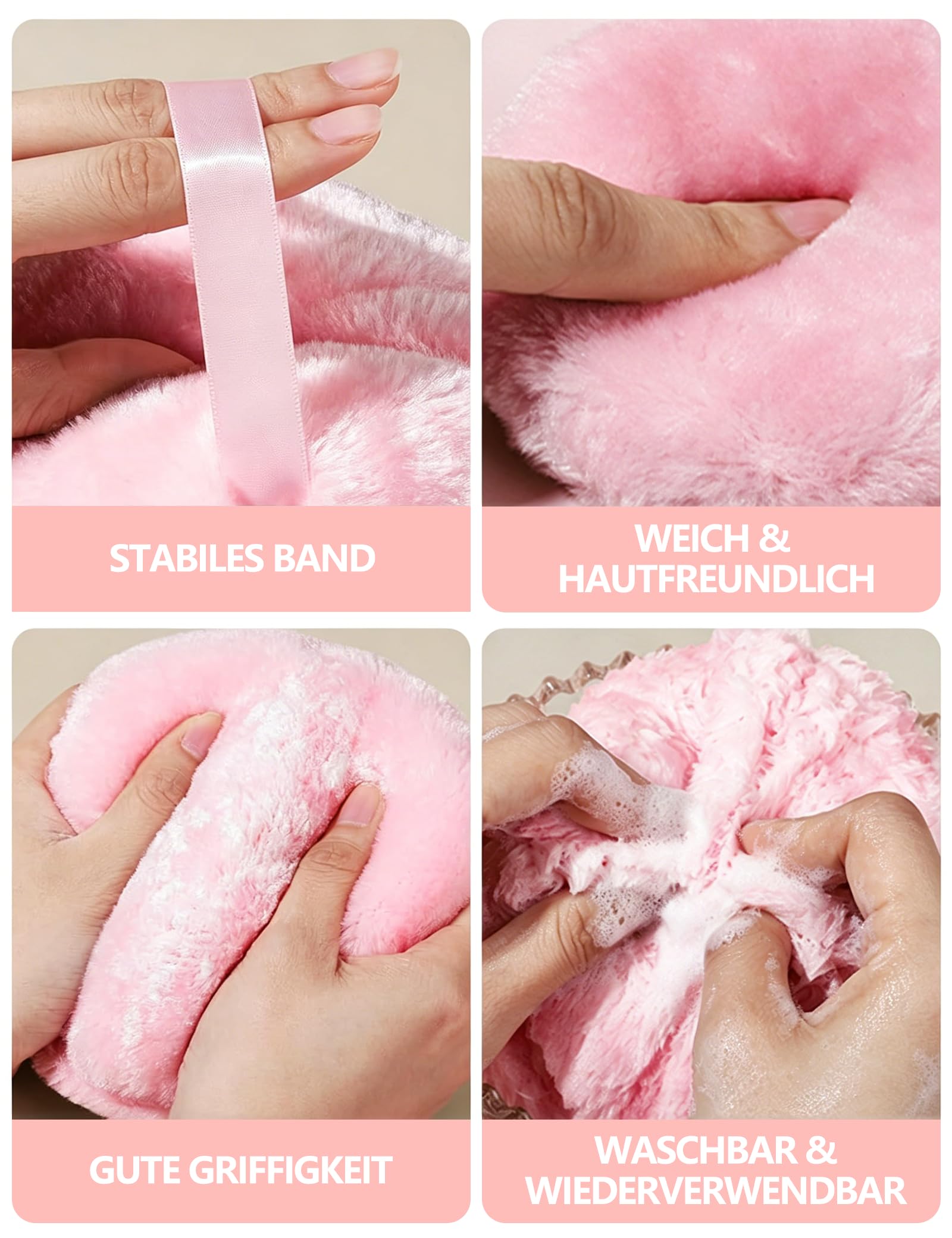 Großer Puderquaste und Behälter Set für Körperpuder Babypuder & Losen Puder | 13CM Puderpuff mit leerer Puderbehälter für Frauen & Baby, Waschbare Baby-Puderquasten (Kein Pulver)