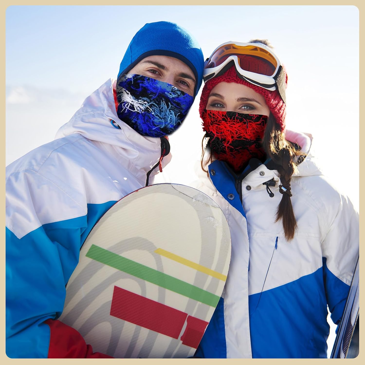 FuninCrea 2 Pack Distressed Balaclava Ski Mask, Knitted Balaclava Full Face Mask, Fuzzy Ski Mask Warmer Ski Mask Beanie