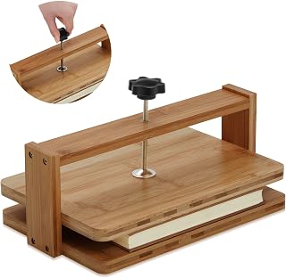 Juexica Bamboo Wooden Book Press for Book Binding 11.61 x 7.68 Inch Portable Binding Press Manual Paper Press Flattening Machine Bookbinder Press for Bookbinding Supplies