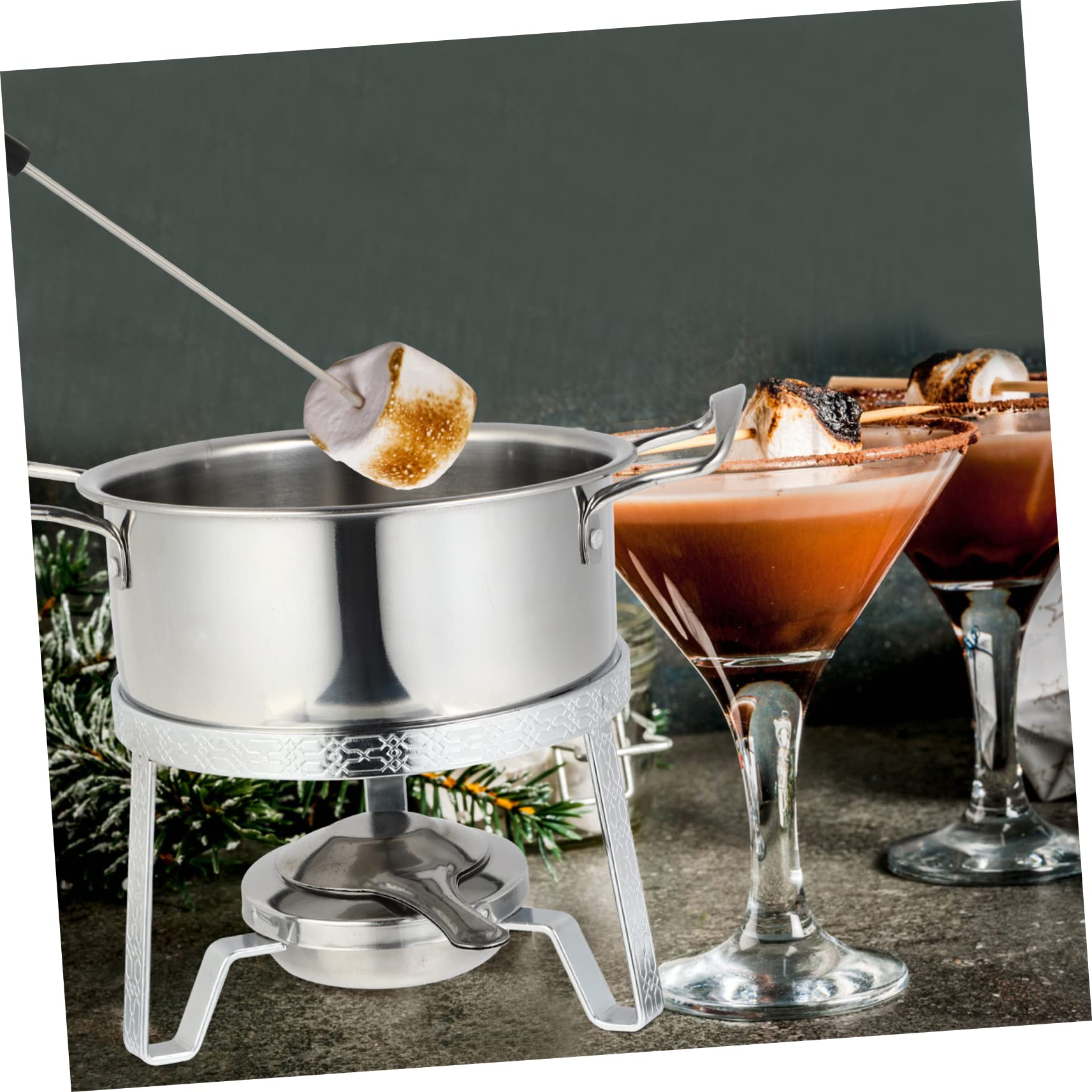 Cabilock 10-teiliges Keramik-Set Edelstahl Schokoladenschmelztiegel Käsefondue-Set Eiscreme-erhitzer Schmelztiegel Für Die Küche