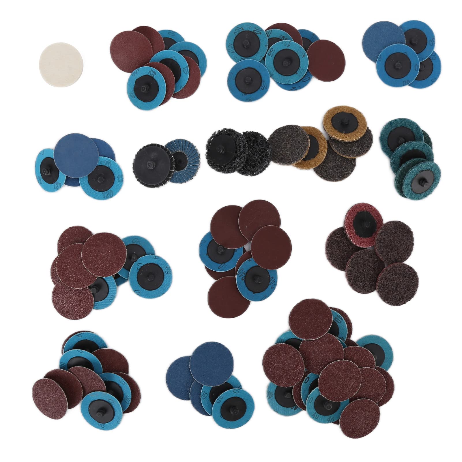 Ejoyous Juego de Discos de Lijado Kit de Almohadillas de Discos de Lijado de Nailon 101 Piezas con Corindón de Alúmina y Circonio de Grano 40 a 240 para Pulido de Madera Desbarbado de Metales