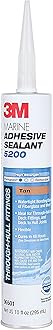 3M Marine Adhesive Sealant 5200 (06501) Permanent Bonding and Sealing for Boats and RVs Above and Below the Waterline Waterproof Repair, Tan, 10 fl oz Cartridge