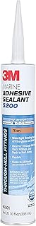 3M Marine Adhesive Sealant 5200 (06501) Permanent Bonding and Sealing for Boats and RVs Above and Below the Waterline Waterproof Repair, Tan, 10 fl oz Cartridge
