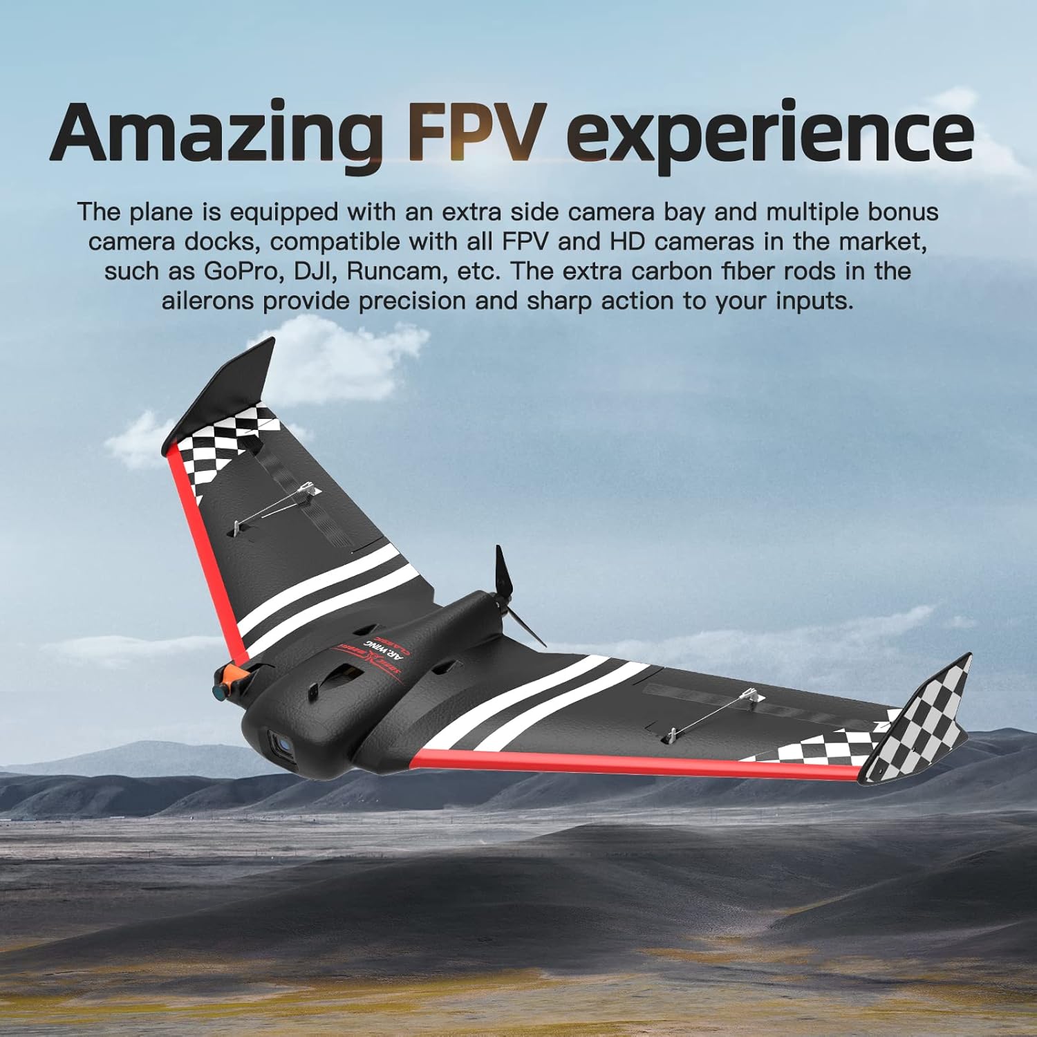 Buddy RC Sonic Modell AR Wing Classic RC Airplane, FPV Plane RC Airplane for Adults with 900MM Wingspan, Easy Controlled RC Plane for The Skilled (PNP Version,Black)