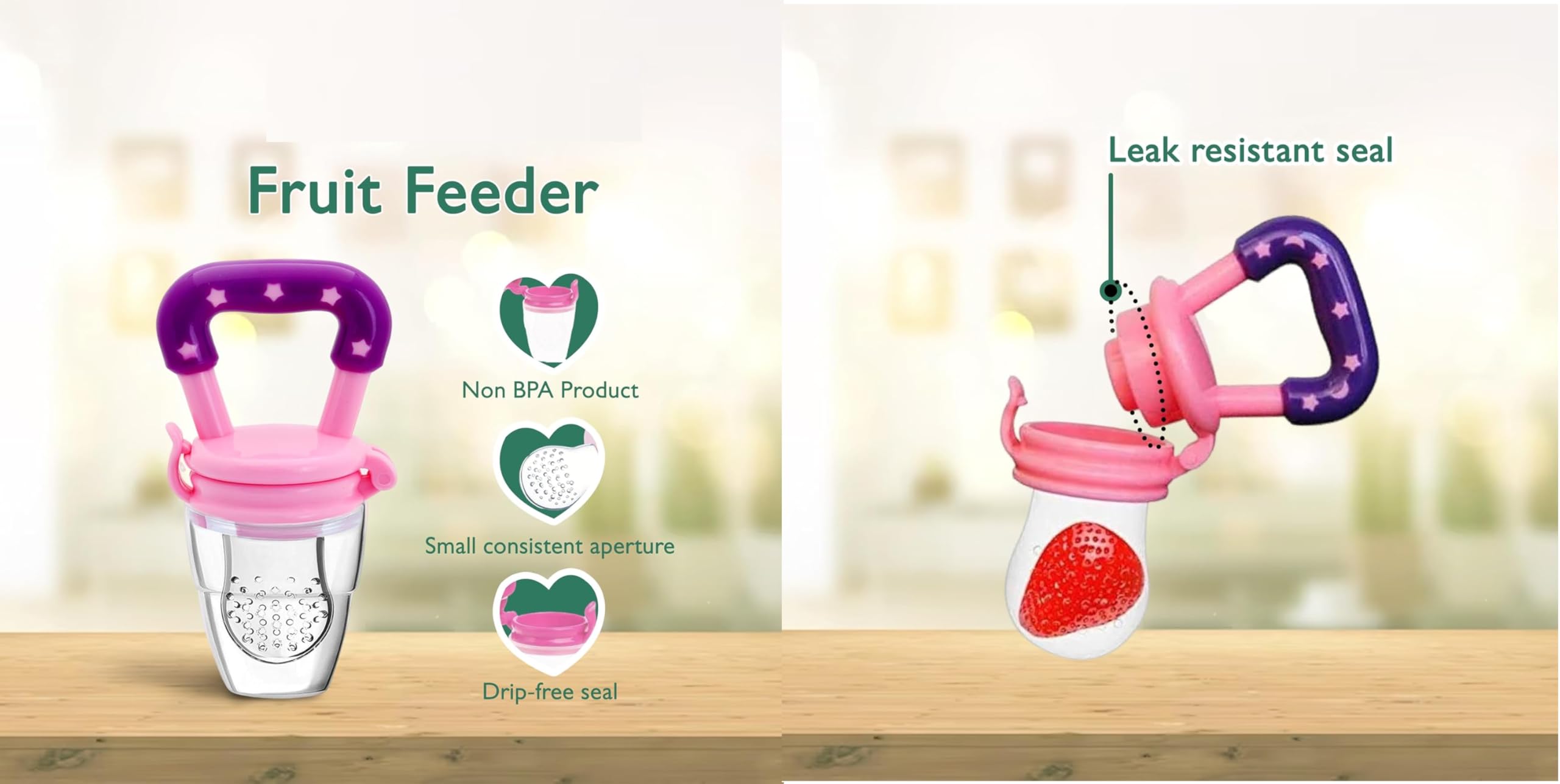 XIIAA Baby Combo Set of-9 Items [Steel Bottle,Bottle Cover,Silicone Spoon,Silicone Food Feeder,Fruit Feeder,Finger Toothbrush,TEETHER,NOSAL and BIB] (Pink) - Image 5 thumbnail