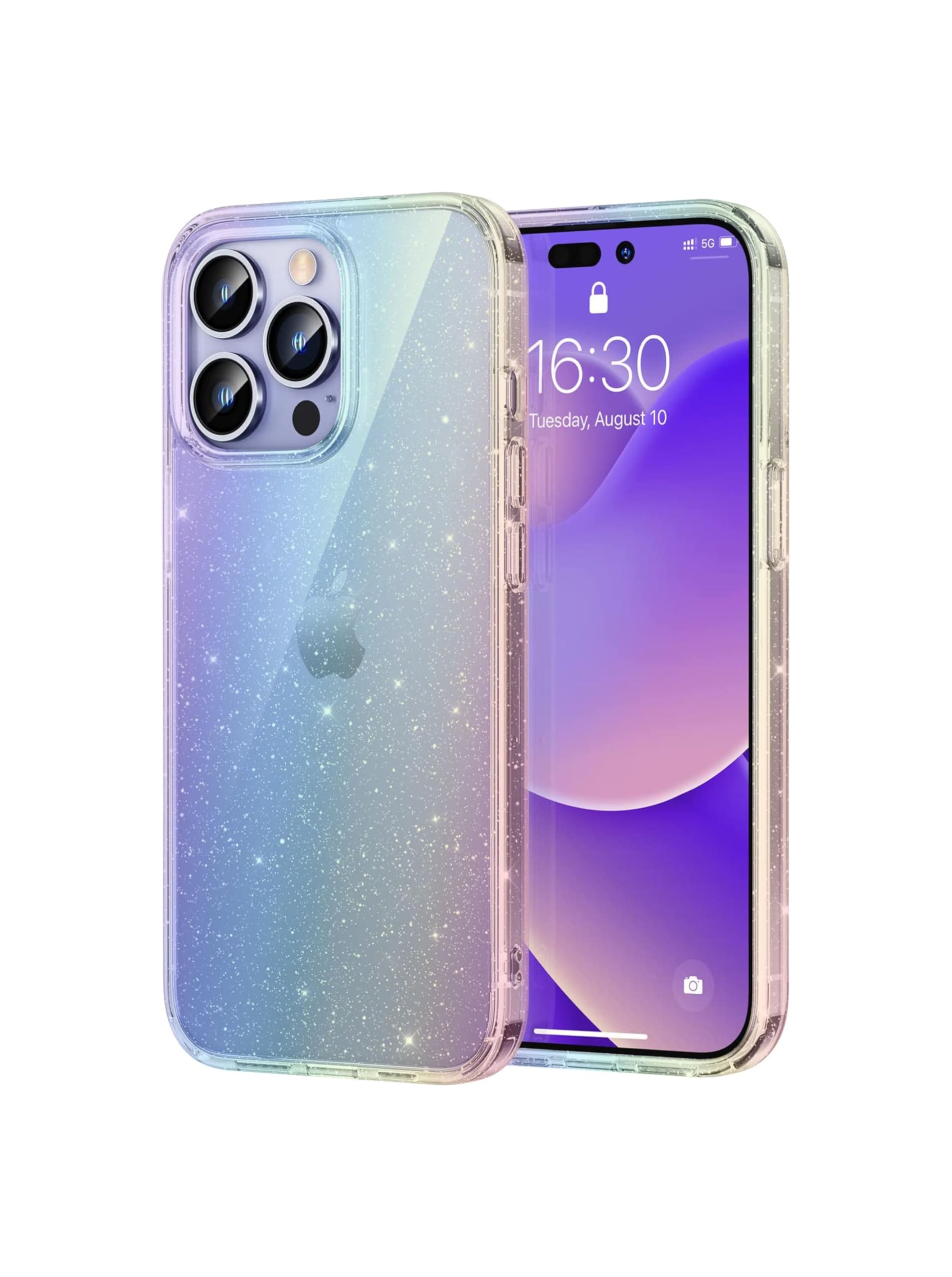 MOOSH for iPhone 14 Rainbow Shine Case Cover with Shockproof Bumpers, Military-Grade Drop Protection, Anti-Bacterial Coating, Protective Phone Case Cover for iPhone 14 (Rainbow Shine)