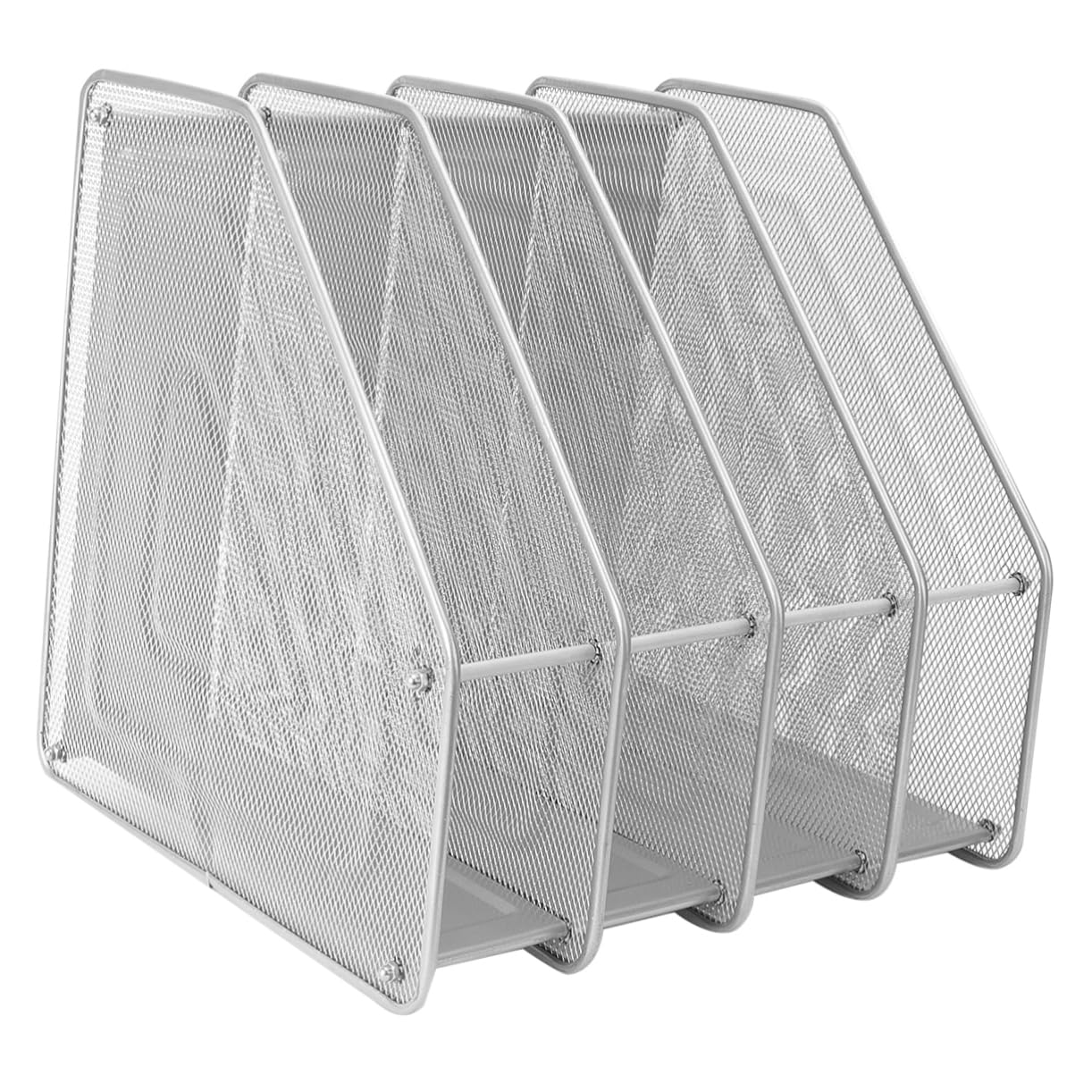 Organisateur de documents métal argenté 4 compartiments 31x30x30cm - 8