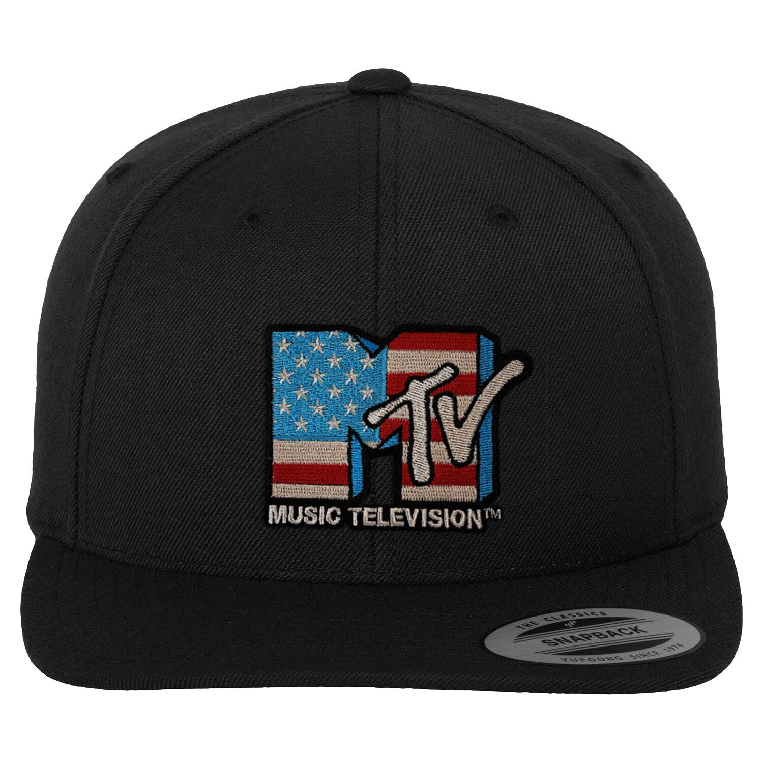 MTV Officially Licensed American Flag Premium Snapback Cap (Black), One Size
