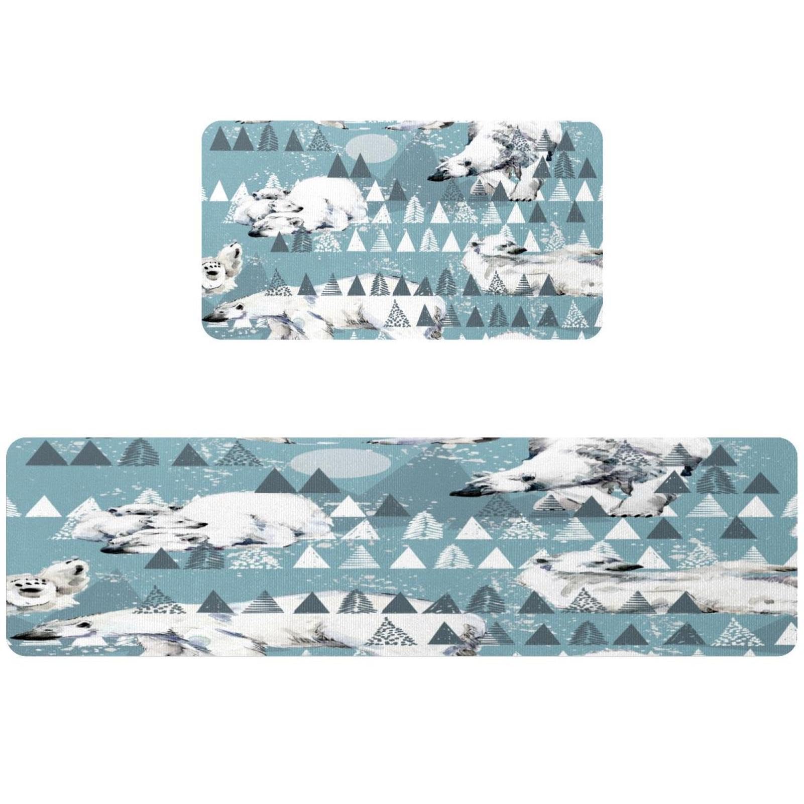 Tapete de cocina de osos polares lavable alfombra absorbente antideslizante para cocina y pasillo