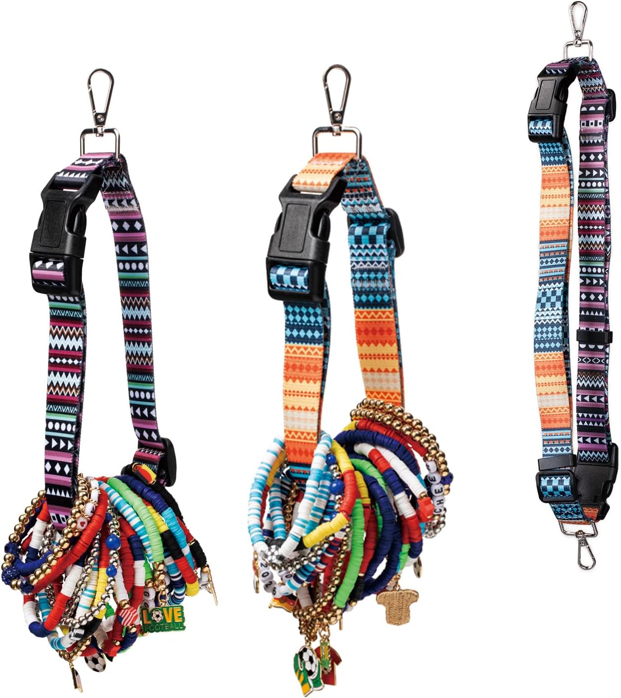2-Pack Kandi Bracelet Strap with Quick-Release Buckle, Adjustable 15.7-26 Inch RaveAccessories for Backpack, Metal Hook Festival Essentials for EDM Music Concert