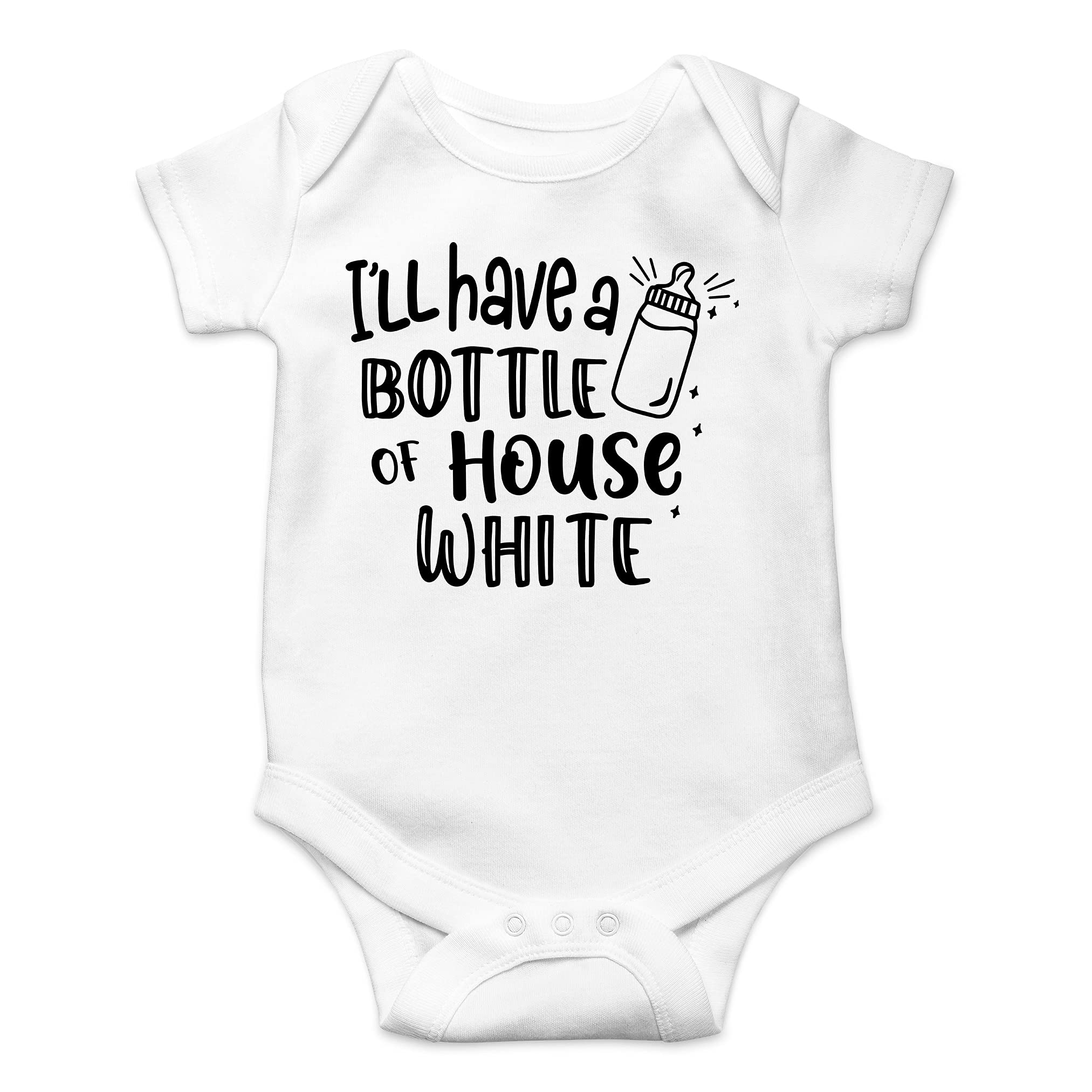 AW Fashions I'll Have A Bottle Of The House White Baby Bodysuit Funny Adorable Infant Clothing Boys Girls (6 Months, White)