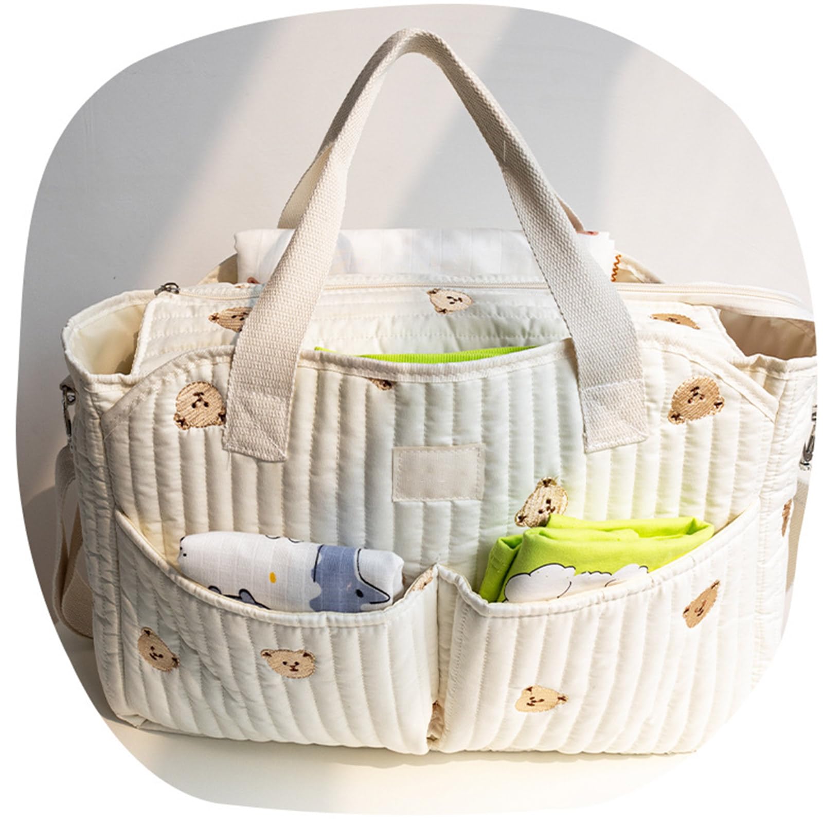 Bolsa de almacenamiento para pañales para mujer, cruzada, gran capacidad, patrón bordado para mamá, bolso de hombro elegante para mamá