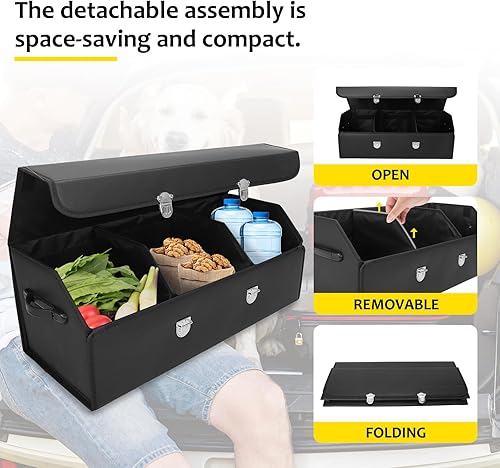 Miniatura 3 de KAFLLA Organizador de maletero para automóvil, organizador de maletero de cuero para SUV, organizador de maletero de automóvil de 30 pulgadas para