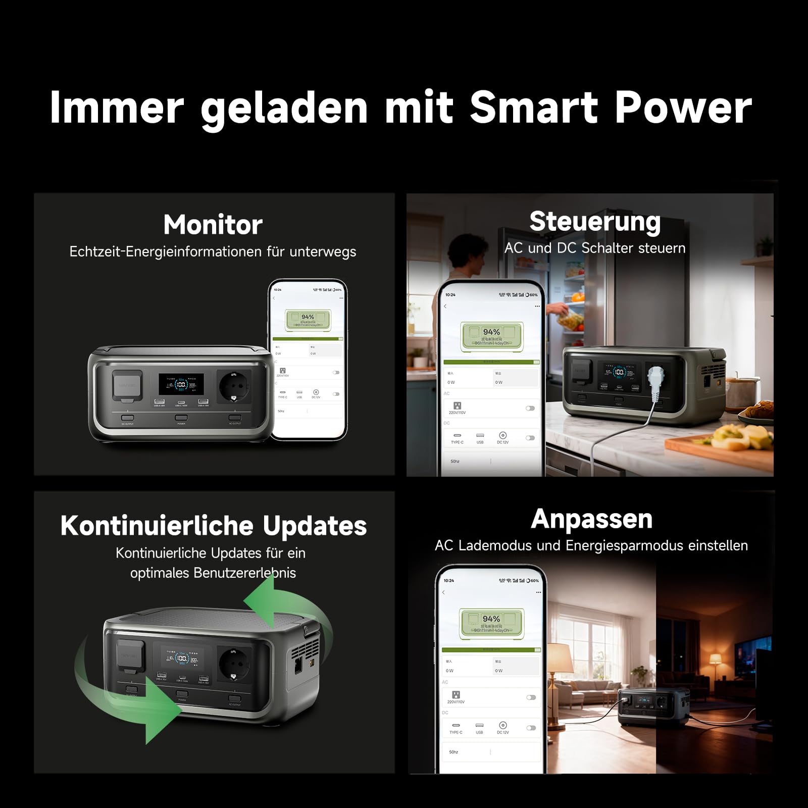 ALLPOWERS VOLIX P300 Tragbare Powerstation mit Solarpanel SE100, 256Wh LiFePO4 Akku Solargenerator mit Solarpanel 100W, 300W Sinus Wechselstrom, PD100W USB-C Anschluss für Camping und Reisen