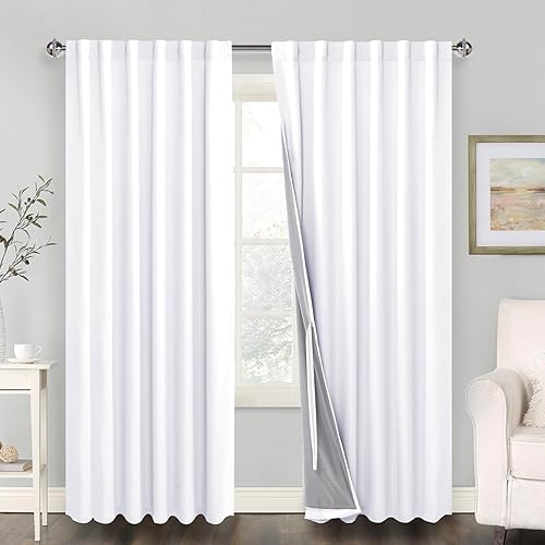 Paneles de cortina 100% opacos, bolsillo para barra y pestaña trasera, aislamiento térmico, cortinas de forro negro, cortinas reductoras de ruido y