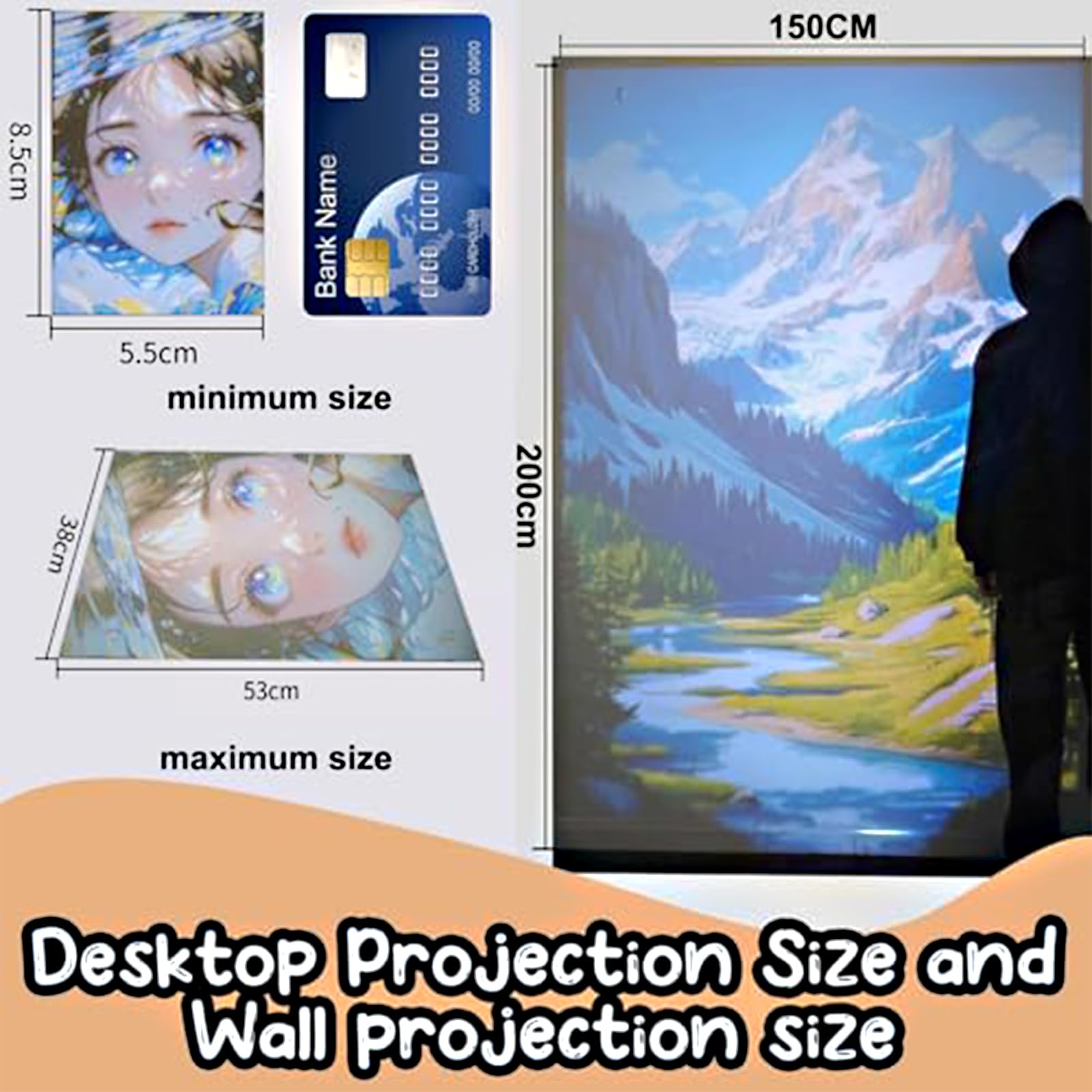 Bezprzewodowy inteligentny projektor artystyczny, lampa do rysowania z Bluetooth i Wi-Fi, rozdzielczość HD 640x480, kompatybilna ze smartfonem/tabletem/ko Standard configuration + base + power supply