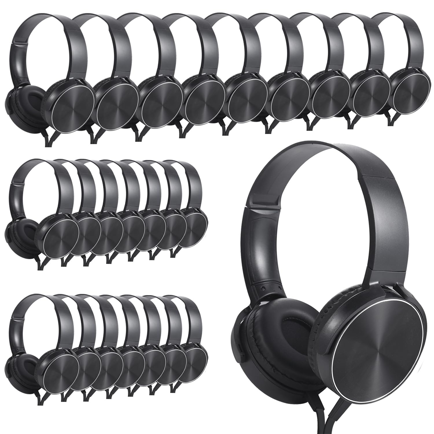 24-pack black wired earbuds for school kids and adults