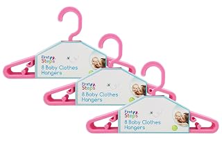 First Steps - Paquete de perchas para ropa de bebé (8, 16, 24 o 32 unidades), color rosa, blanco o azul rosa rosa Talla:pack de 24