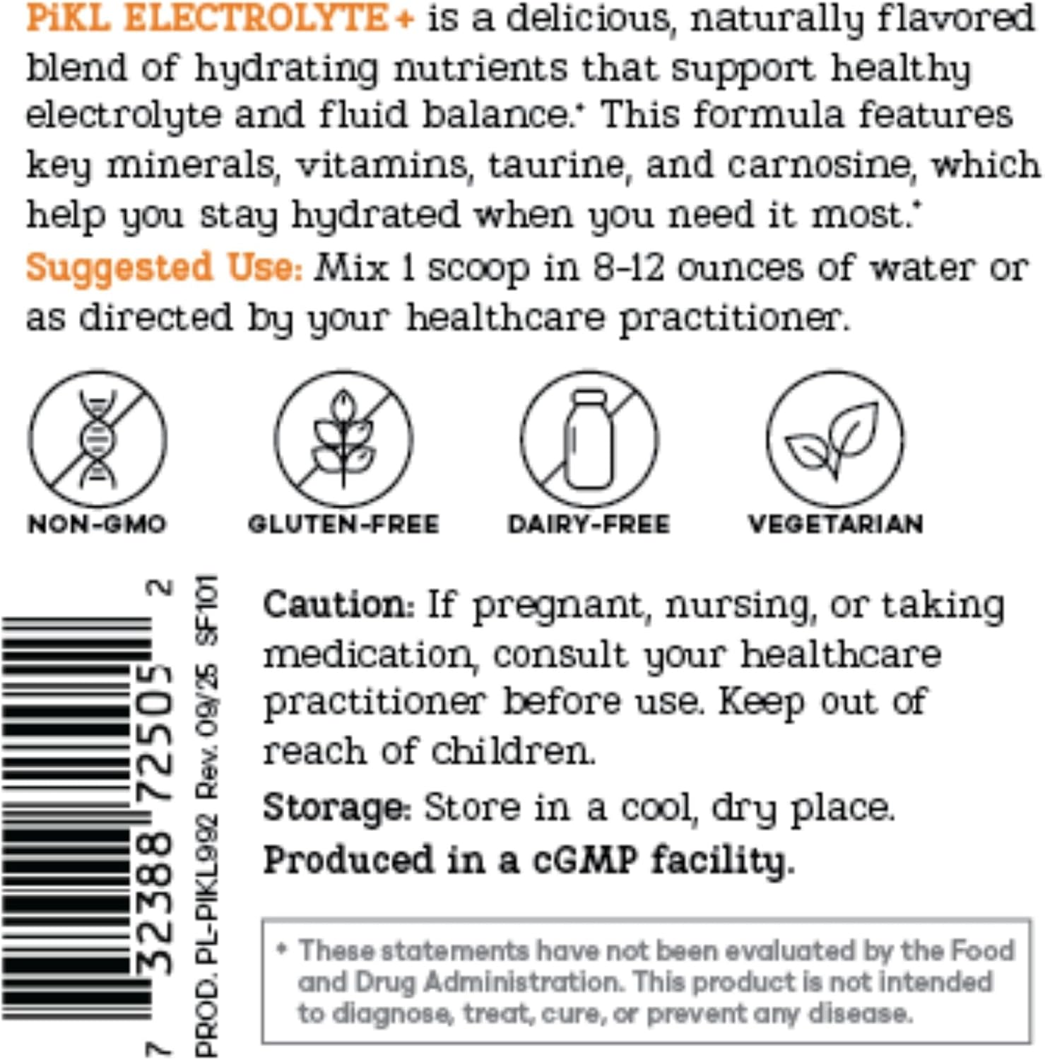 PiKL Nutrition Electrolyte Drink Mix for Pickleball | Magnesium & B-Vitamins | 0g Sugar | 30 Servings (Orange)