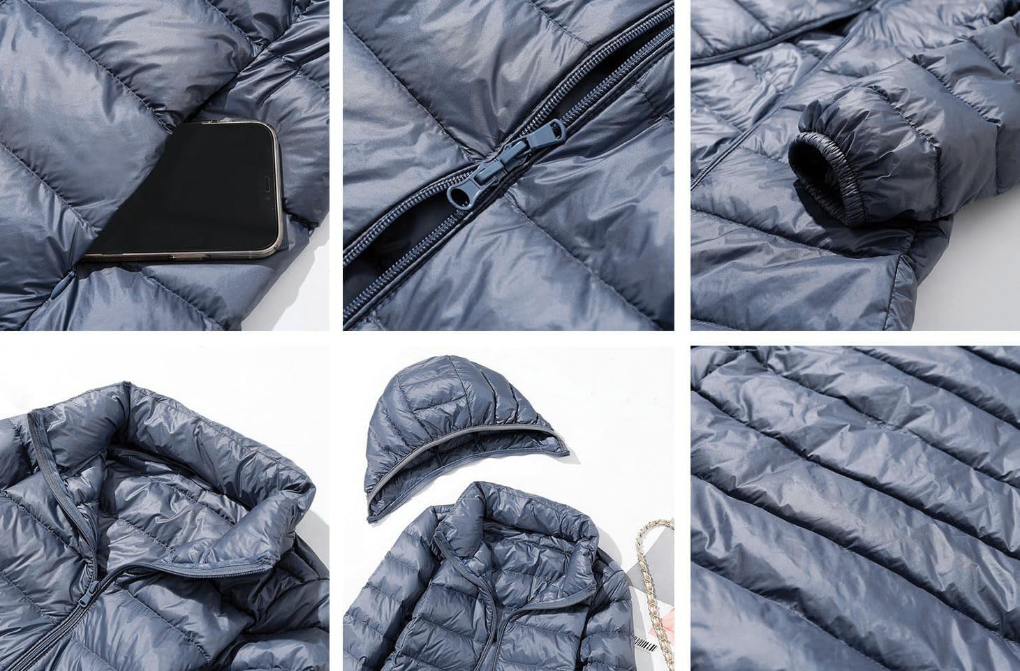 ORANDESIGNE Piumino Leggero Donna con Cappuccio Puffer Jacket Leggeri Giacca Cappotto Lungo Giubbino Down Jacket Piumino Leggero Caldo Giacche Trapuntato Slim Piumini Invernale