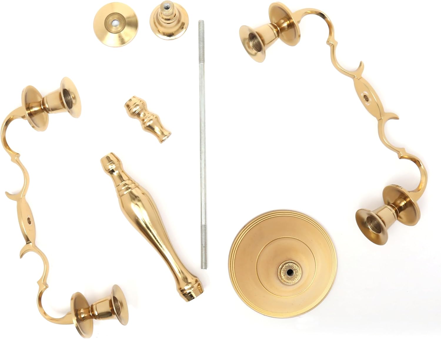 Metal Candelabra Five Arm Decorative Candlestick Holder for Weddings, Events, Dining Table Centerpiece Decoration, Halloween, Thanksgiving, Christmas, New Year & Everyday Use - 16 Inch Tall - Gold - Image 4