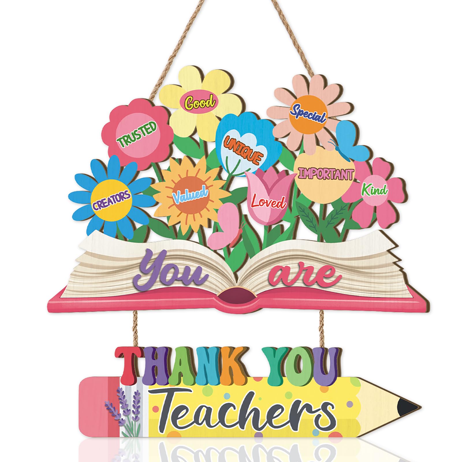 TOARTi Floral Wall Art Teacher Appreciation Inspirational Quote Plaque