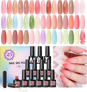 COSCELIA Jelly Gel Nail Polish 22 Colors with 3PCS Base Top Coat Translucent Pastel Nude Pink Green U V Gel Polish Soak Off Nail Gel Kit for Salon Home Nail Art