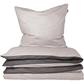 Bettw sche 135x200 cm 100% Baumwolle Hellgrau-Dunkelgrau 2-teilig