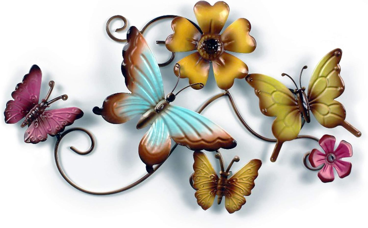 Metal Butterfly Wall Decor by CYSCOMMA – 9.6 x 14 Inches – Green, Blue, and Yellow Wall Art Butterflies – Decor Sculpture Hanging for Indoor and Outdoor Walls