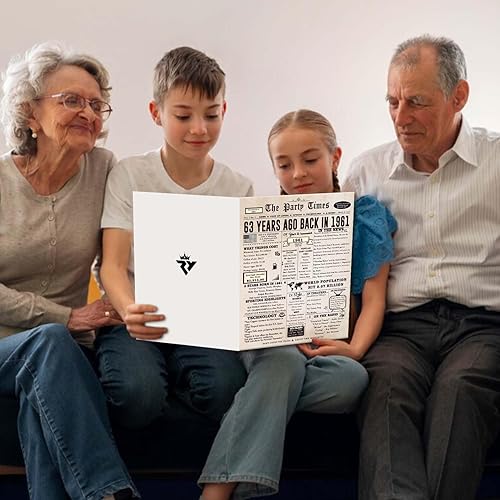 Miniatura 7 de Tarjeta de cumpleaños número 63, divertidos regalos de cumpleaños 63 para mujeres y hombres, decoraciones únicas de cumpleaños 63 para parejas,