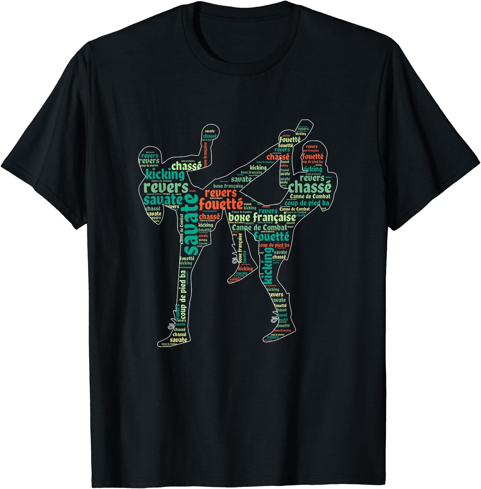 Savate KickboxingKickboxing Boxer Boxing Shoe Kicking Savate Word Cloud T-Shirt
