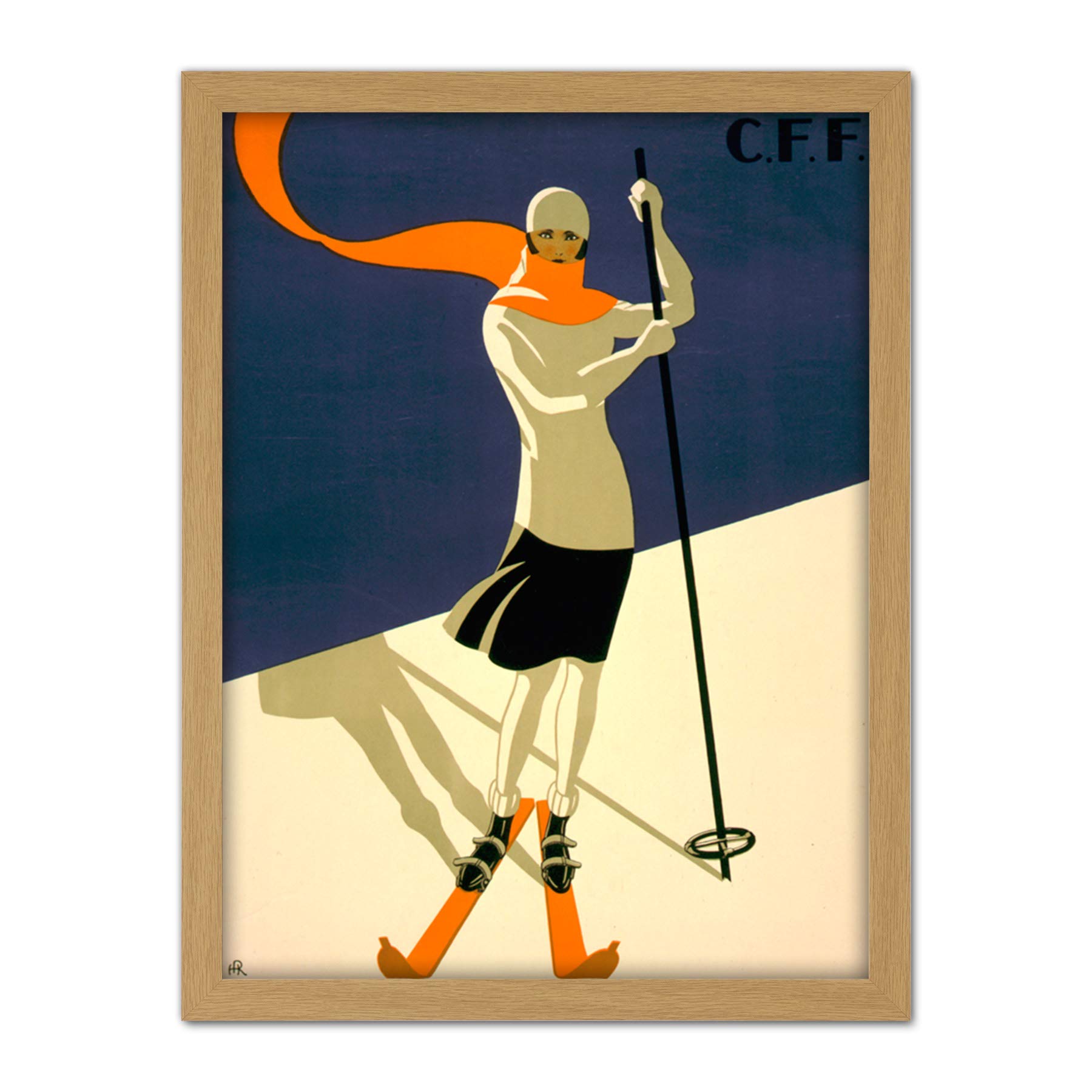 Wee Blue Coo St Croix Switzerland Alpine Ski Artwork Framed Wall Art Print 18X24 Inch