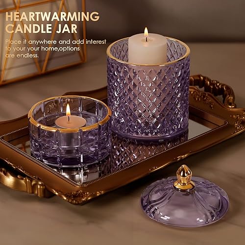 Miniatura 67 de Tarro de caramelo rosa, plato de cristal para dulces con tapa, tarros de cristal con tapas, joyero con tapas, tarro de vidrio decorativo, regalos