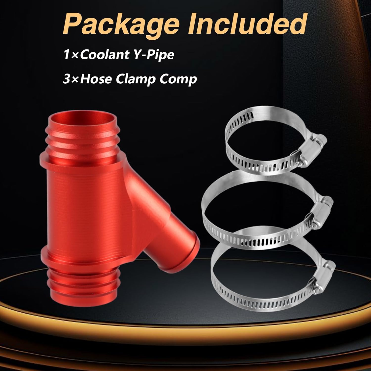 CNC Coolant Y-Pipe Weldless Aluminum Coolant Hose Connector with 3 Hose Clamps Compatible With Dodge RAM 2013-2015 6.7L Cummins Dual Radiator