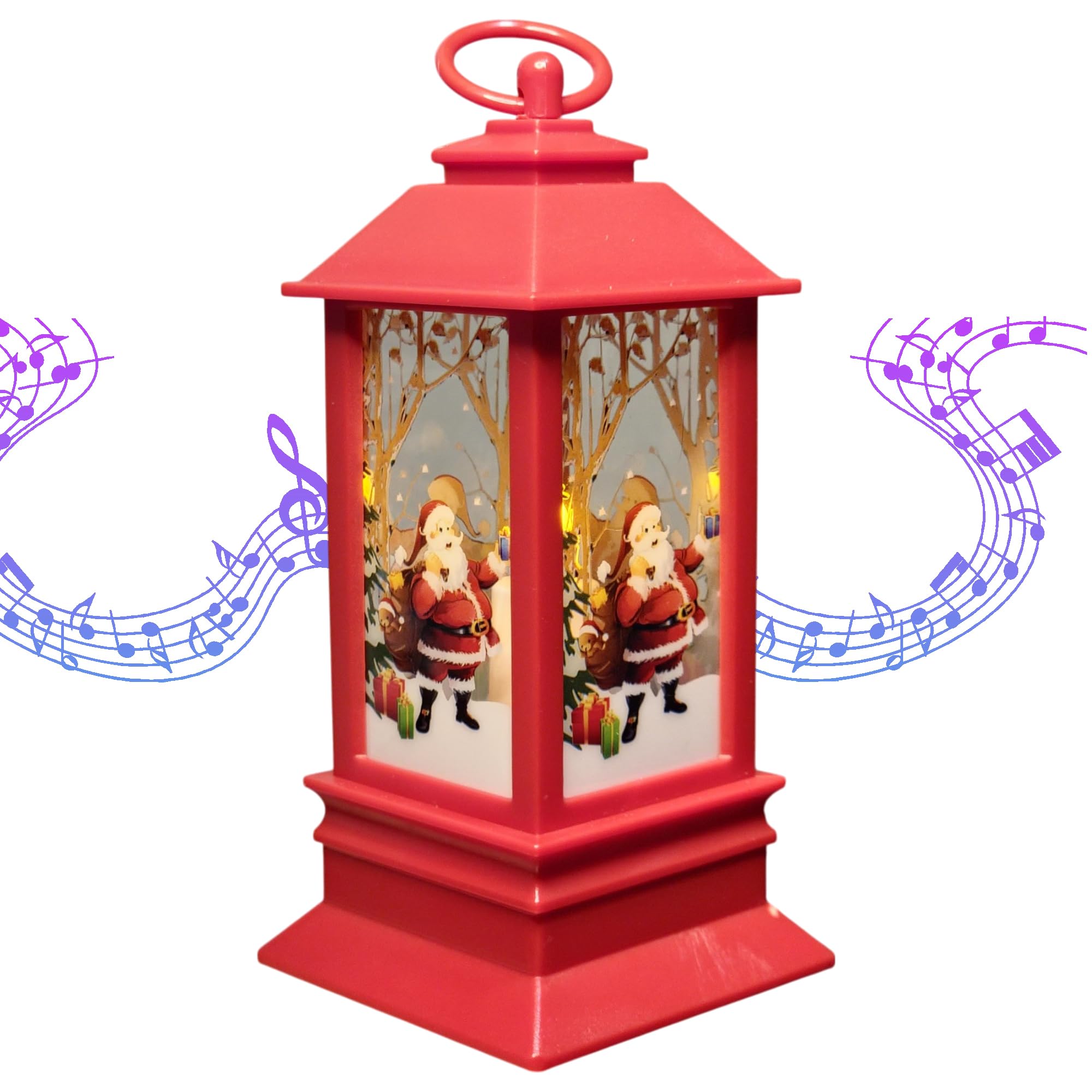 Farol de Navidad Papa Noel con Luz LED y Música, Decoración Navideña 2024 para Casa - Farolillo Decorativo Navideño con Pilas Incluidas