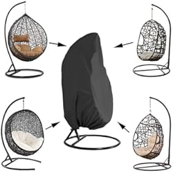 Queta Funda para silla colgante, 190 x 115 cm, funda protectora para silla colgante a prueba de polvo, para silla mecedora de terraza, con cordón, color negro