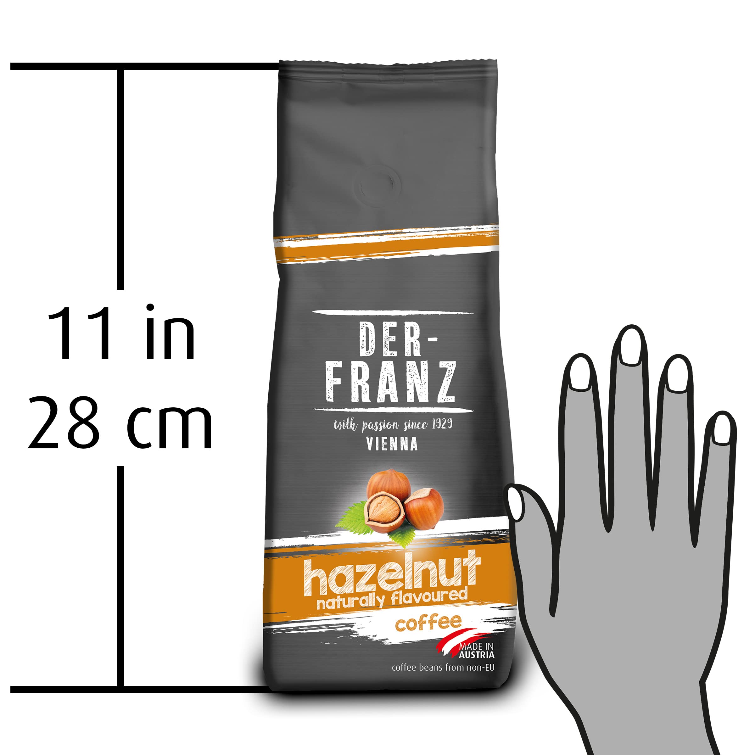Der-Franz Café, Aromatizados con Avellana, Café mezcla de Arábica y Robusta granos enteros, 3 x 500 g