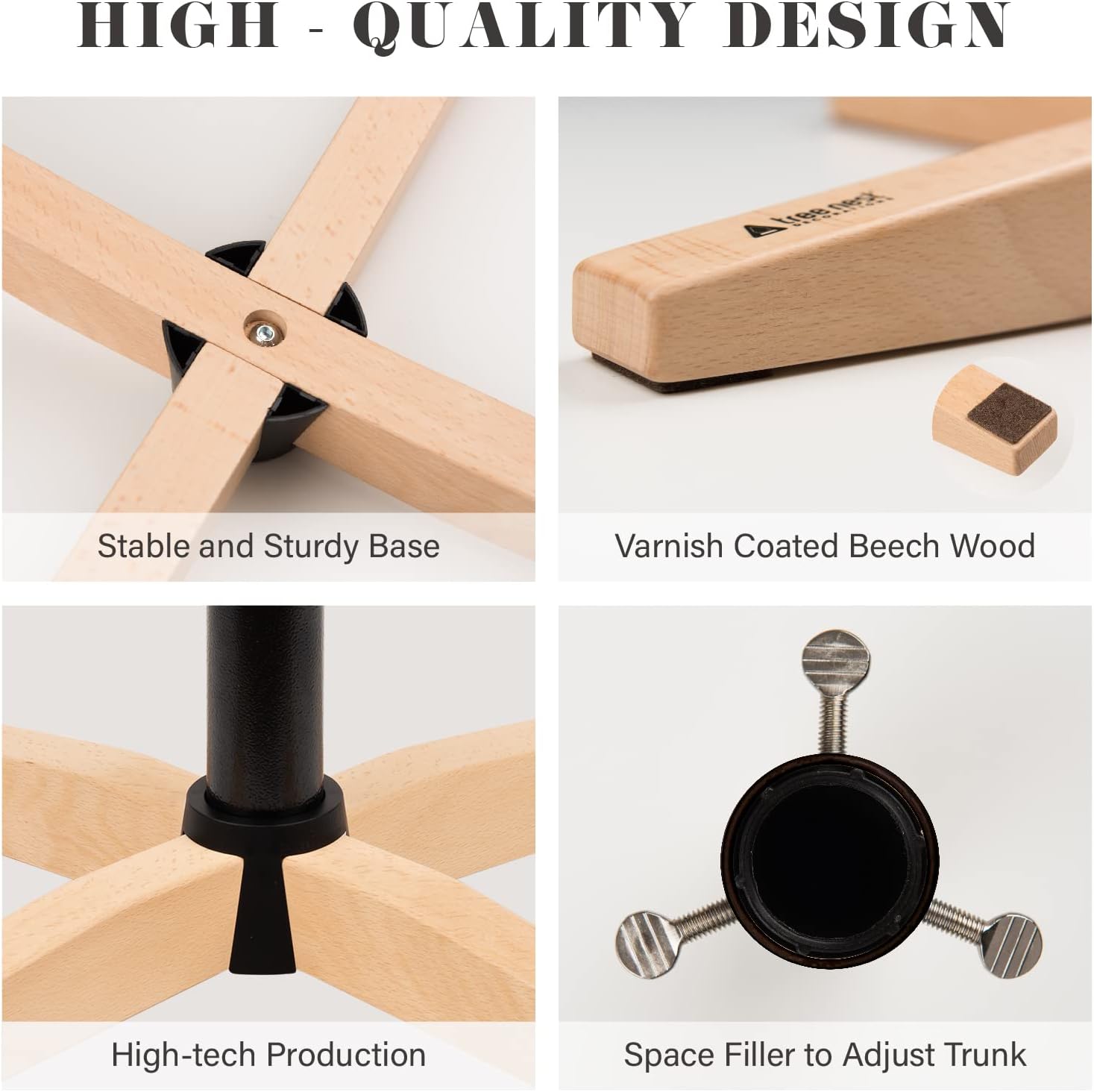 Tree Nest Artificial Christmas Pine Tree 6.5ft with Wooden Stand Base for Home Party Holiday Decor Easy Assembly Fake Xmas Tree for Indoor