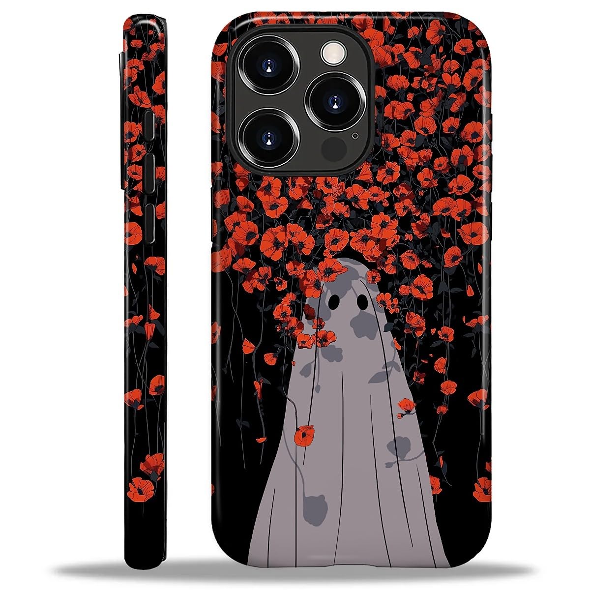 for iPhone 16 Pro Case for Women Girl Men Boy, Compatible with MagSafe, Shockproof Soft Silicone & Hard PC Shell Protective Case for iPhone 16 Pro - Spooky Lonely Flower Ghost Spooky Lonely Flower Ghost IPhone 16 Pro