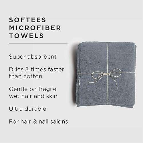 Miniatura 2 de Fromm Softees Toallas de microfibra para peluquerías, peluqueros, spa, gimnasio en azul granito, 16 x 29 pulgadas, 10 toallas perfectas para el