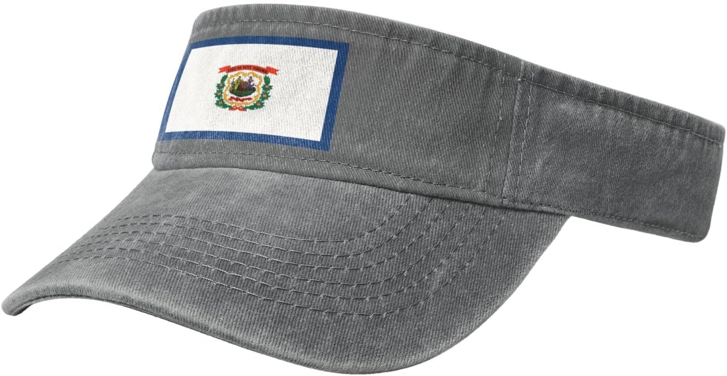 Sun Hats for Men Women Summer Sport Empty top Baseball Cotton with for Beach, Summer, West Virginia Flag Black