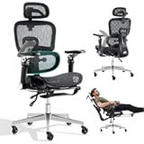 Ergonomic Office Chair with 9D Arms&comma;Adjustable Seat Depth&comma;3D Lumbar Support&comma;135° Recline&comma;3D Headrest & Footrest&comma;Mesh Computer Desk Chair - Ultimate Comfort for Home & Executive Office Black
