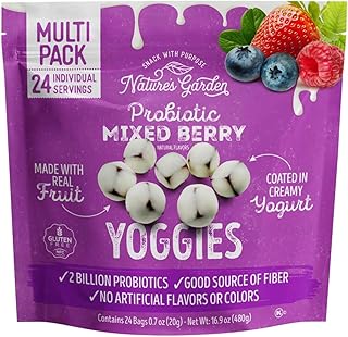 Probiotic Mixed Berry Yogurt Bites – 24 Individual Servings | 2 Billion Probiotic Cultures & 3g Fiber per Serving | Gluten-Free