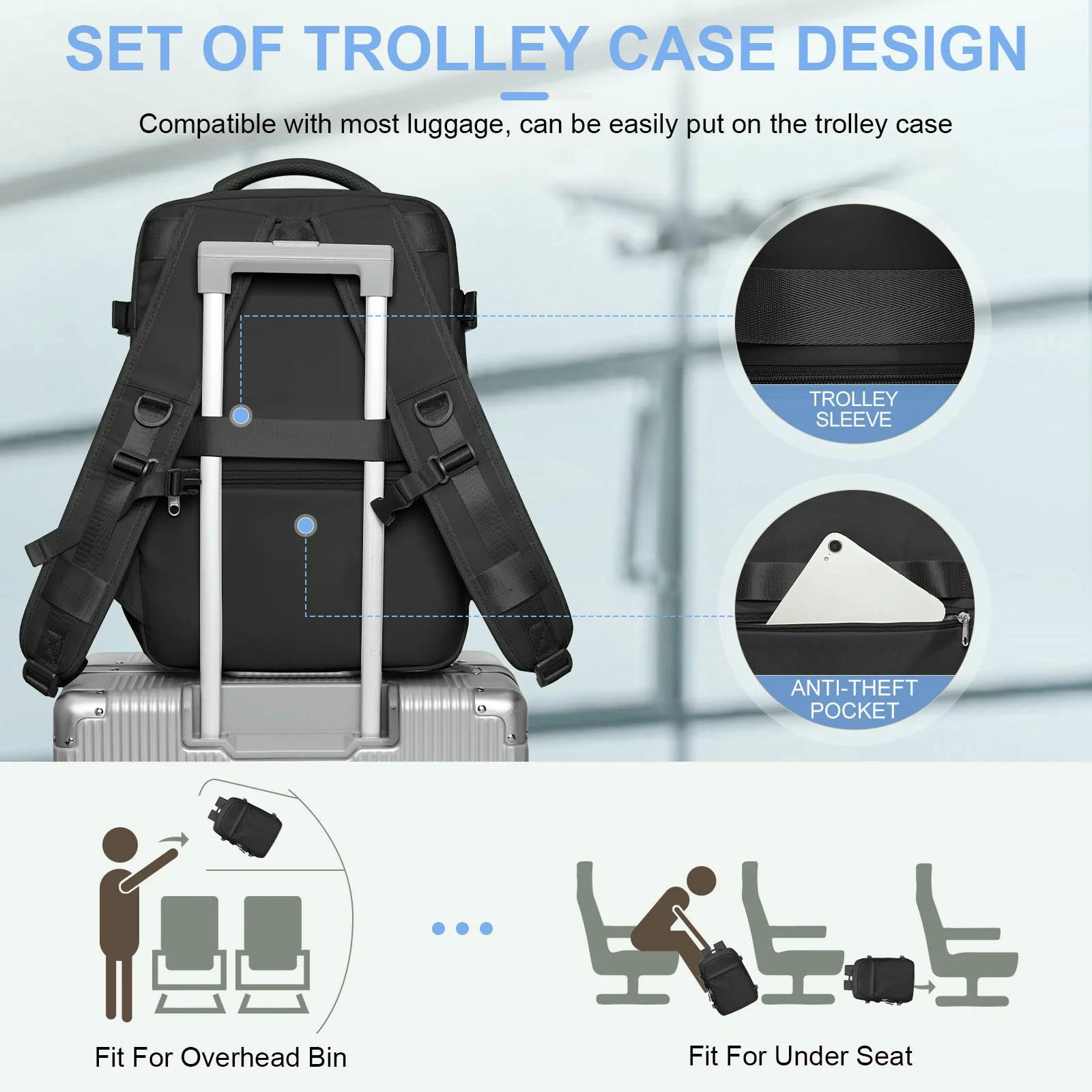 Schulrucksack Herren-Rucksack Für Reisen, Damen-Rucksack, Wasserdicht, Laptop-rucksäcke, Wandertaschen, Verstellbare Träger, Campus-pendel-Essentials