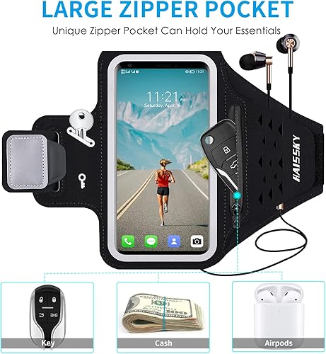 Miniatura 2 de Brazalete para correr con bolsa para auriculares, brazalete para teléfono celular para iPhone 16 15 Pro 14 Plus 13 11 XR XS, Galaxy S24S10