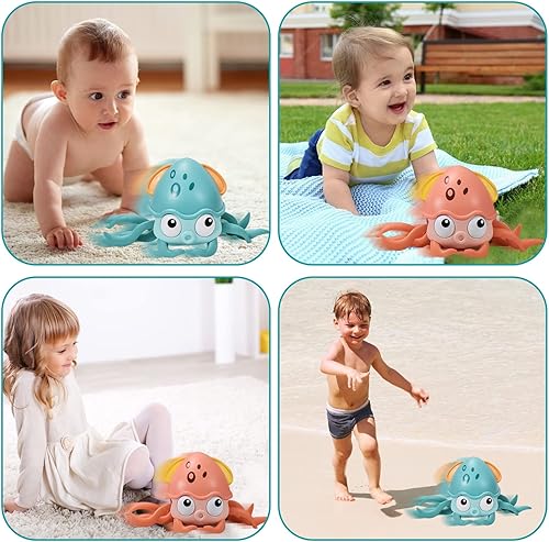 Miniatura 7 de HokZadal Juguetes de pulpo de rastreo automático para bebés con luz LED y música aprendizaje interactivo para niños pequeños con función de evasión